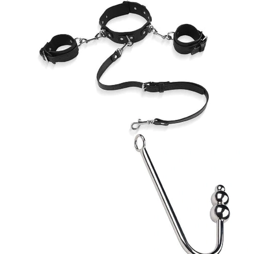 Elegant with Anal Beaded Collar Hook and 5334 Cuffs 0821